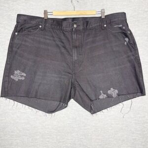 Old Navy High Rise Slouchy Straight Distressed Black Denim Shorts Womens 26 Plus